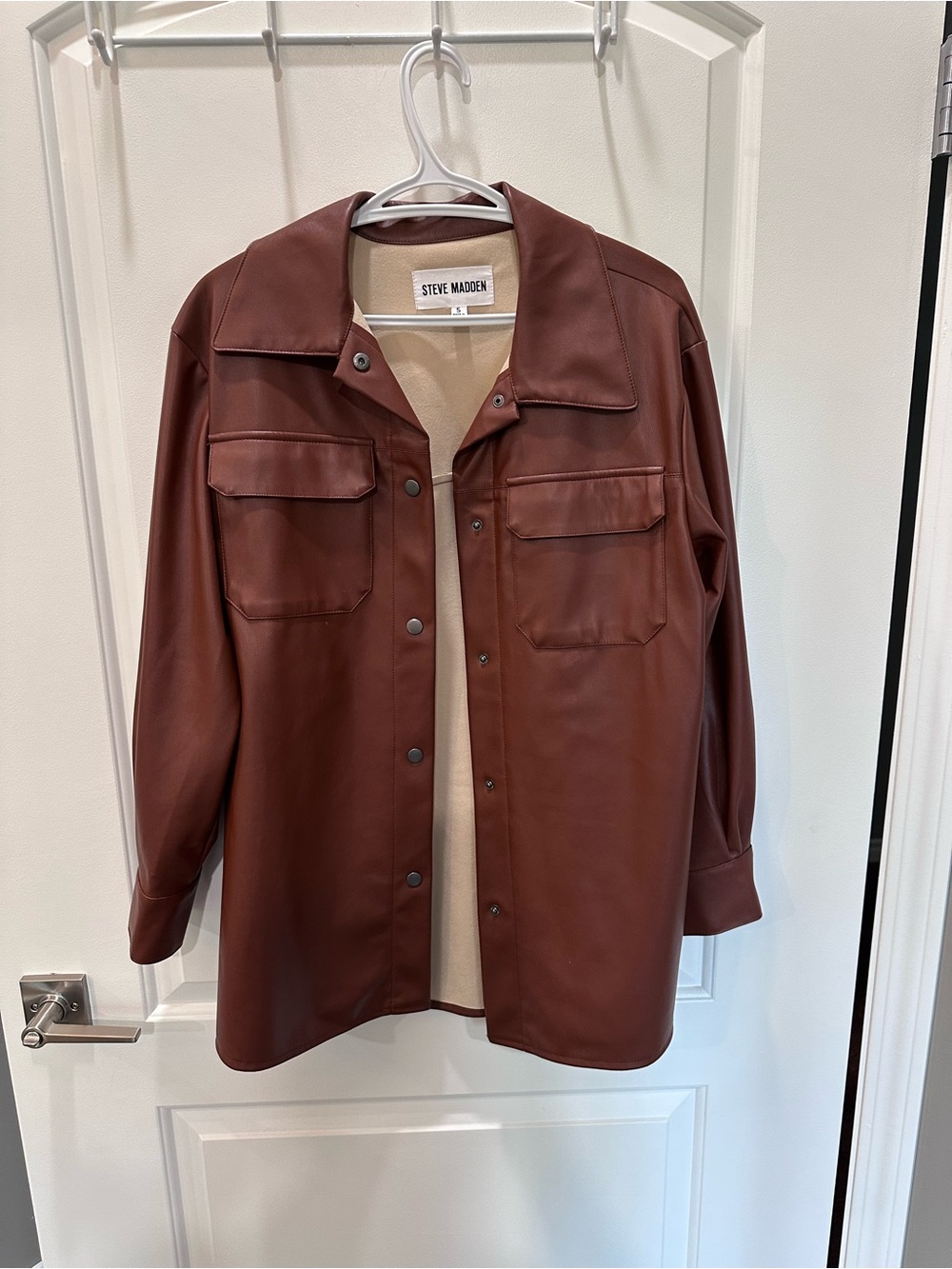 Steve Madden Brown Faux Leather Overshirt